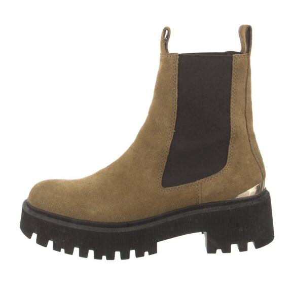 Maje Shoes - Maje Camel Leather Chelsea Platform Ankle Boots 36 Metallic Panel Lug NWOB